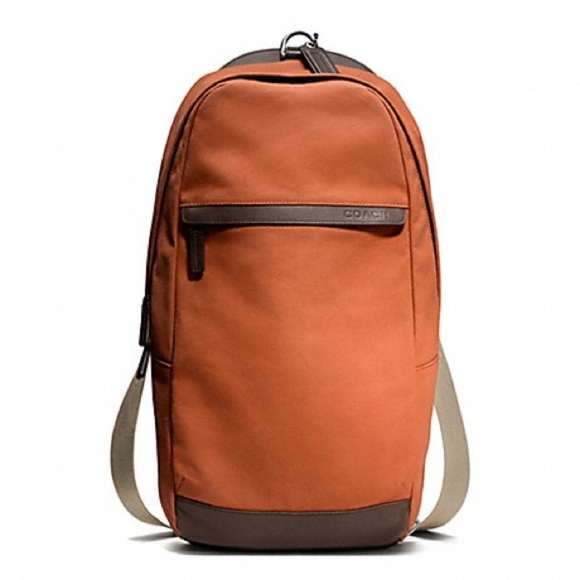 Coach Handbags - Coach Camden Utility F70930 Orange Canvas with Brown Leather Backpack